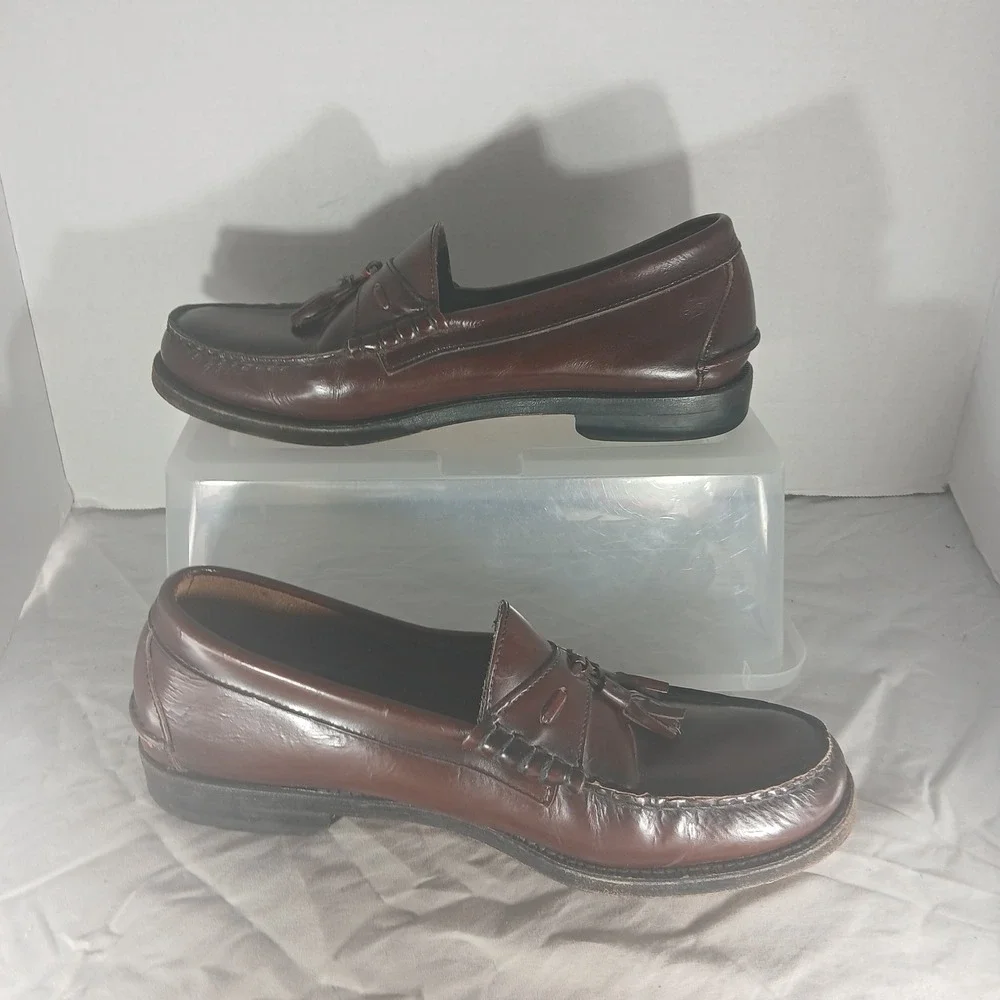 Johnston‎ & Murphy Aristocraft Tassel Loafers Mens 10.5 D Burgundy Leather 6470